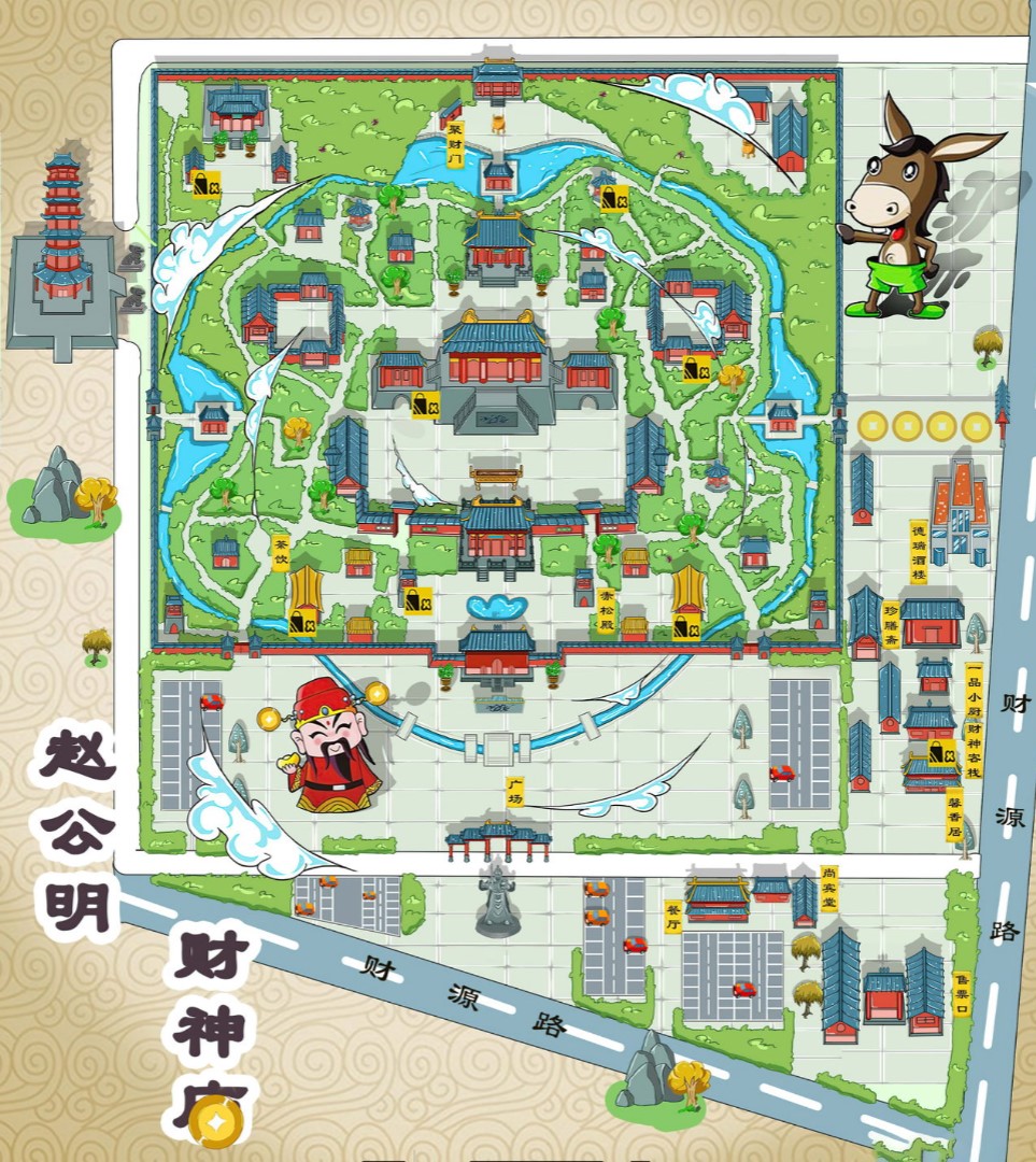 汉滨寺庙类手绘地图